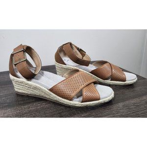 Earth Origins Naples Natasha Espadrille Leather Wedge Sandals Shoes Womens 11